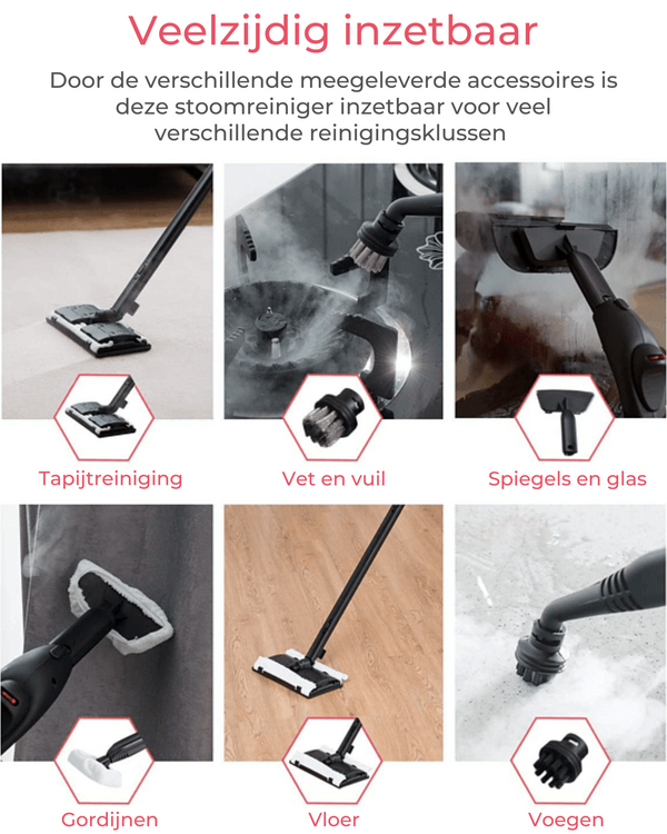 Stoomreiniger & Kledingstomer 2000W met 19 accessoires