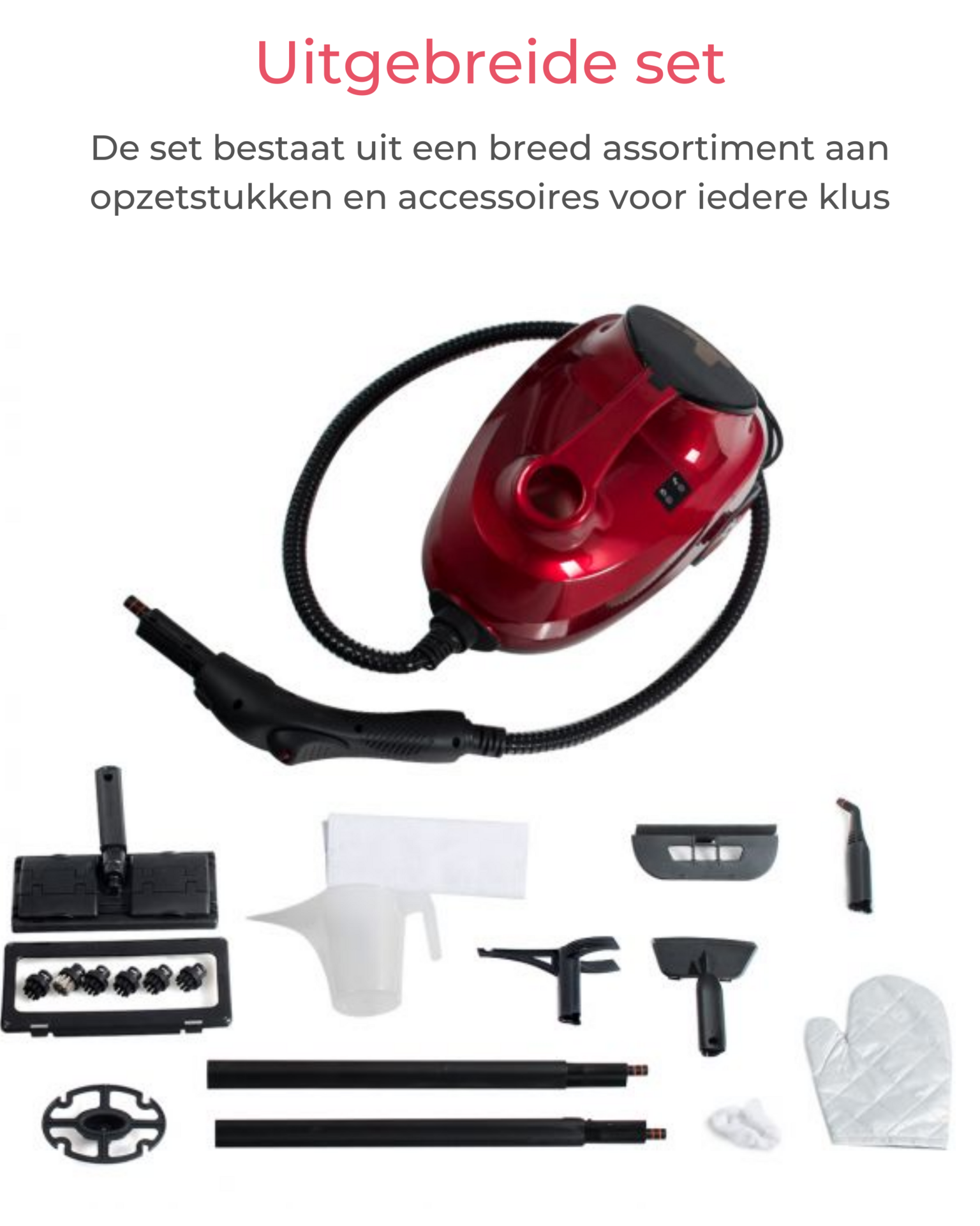 Stoomreiniger & Kledingstomer 2000W met 19 accessoires