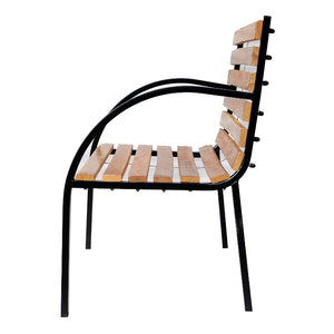 Tuinbank 2-zits metaal natuur – 122×60×80 cm met stevig stalen frame en houten latten voor stijlvol buitenmeubilair