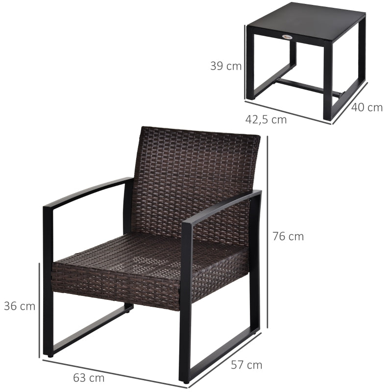 Comfortabele tuinset 3-delig rotan bruin crème met kussens en tafel
