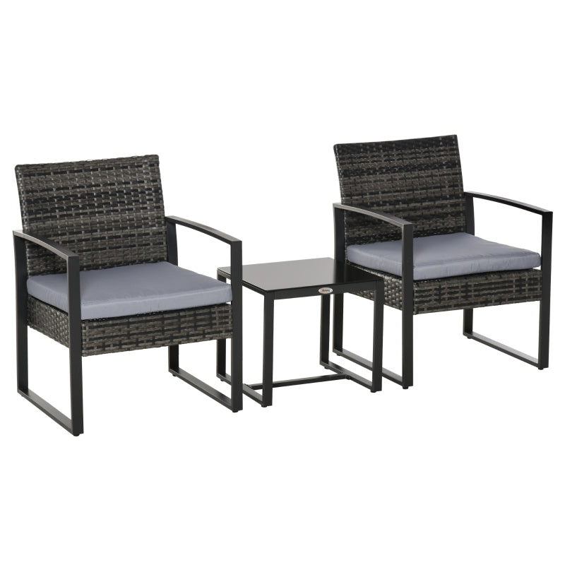 Stijlvolle tuinset 3-delig rotan grijs crème met comfortabele kussens en tafel