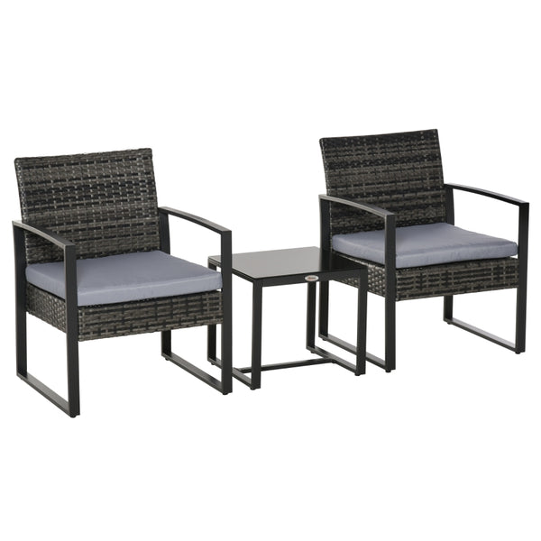 Stijlvolle tuinset 3-delig rotan grijs crème met comfortabele kussens en tafel