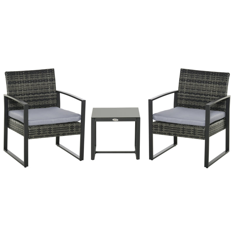 Stijlvolle tuinset 3-delig rotan grijs crème met comfortabele kussens en tafel