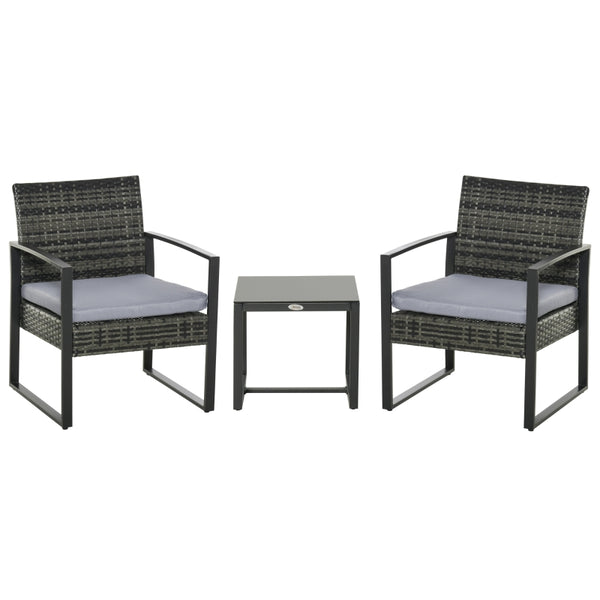 Stijlvolle tuinset 3-delig rotan grijs crème met comfortabele kussens en tafel
