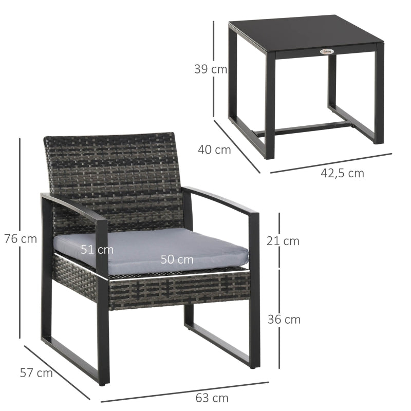 Stijlvolle tuinset 3-delig rotan grijs crème met comfortabele kussens en tafel