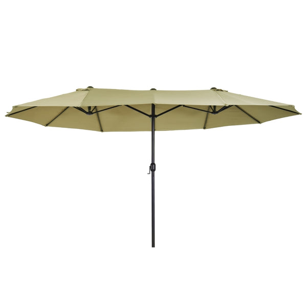 Ruime dubbele parasol ovaal 460x270 cm lichtbruin met uv-bescherming