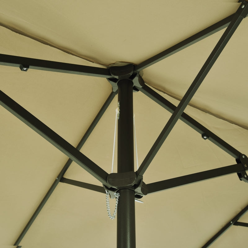 Ruime dubbele parasol ovaal 460x270 cm lichtbruin met uv-bescherming
