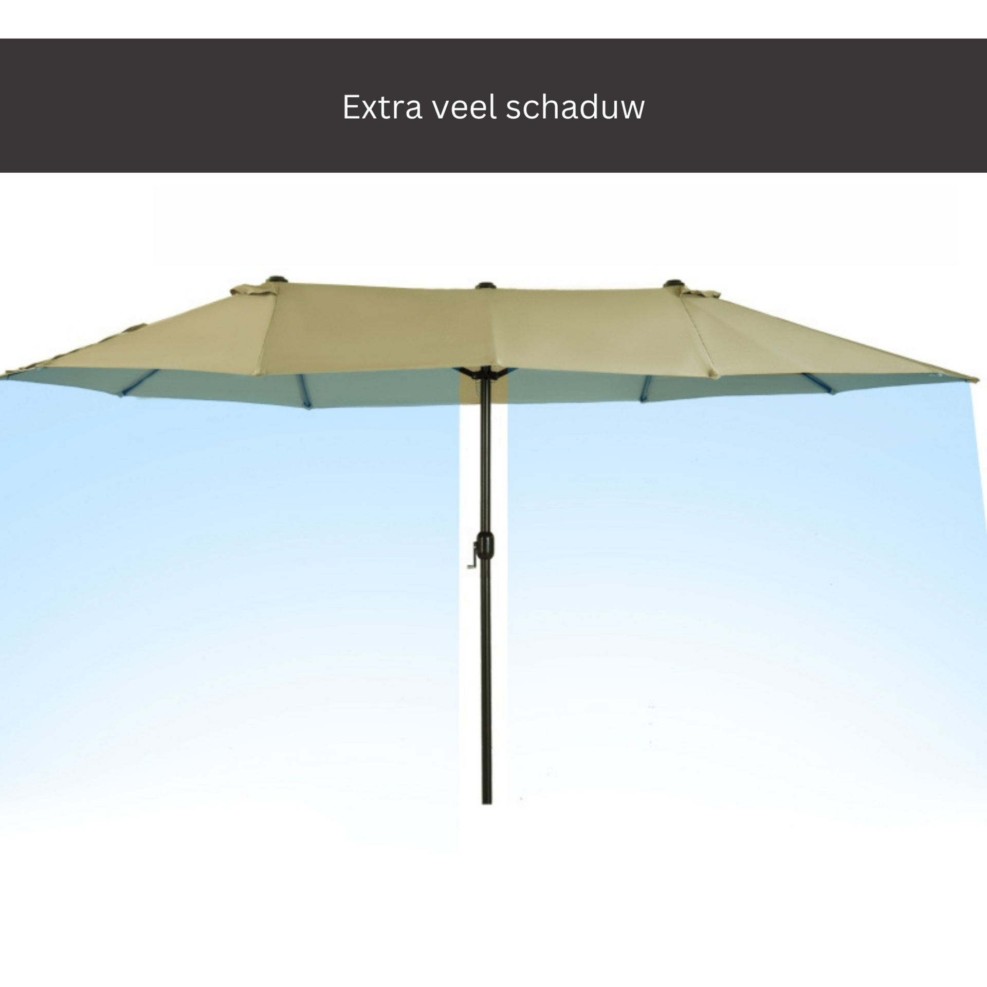 Ruime dubbele parasol ovaal 460x270 cm lichtbruin met uv-bescherming