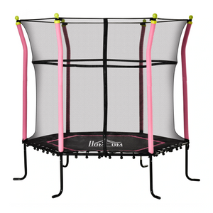 Roze kindertrampoline ø162 cm met veiligheidsnet en stevige constructie voor veilig speelplezier in de tuin