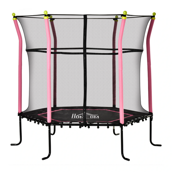 Roze kindertrampoline ø162 cm met veiligheidsnet en stevige constructie