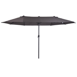 Grote dubbele parasol 460x270 cm grijs – Met handslinger voor moeiteloze bediening en ruime zonbescherming