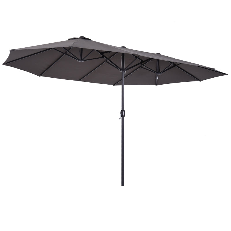 Grote dubbele parasol 460x270 cm grijs – Met handslinger voor moeiteloze bediening