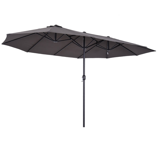 Grote dubbele parasol 460x270 cm grijs – Met handslinger voor moeiteloze bediening
