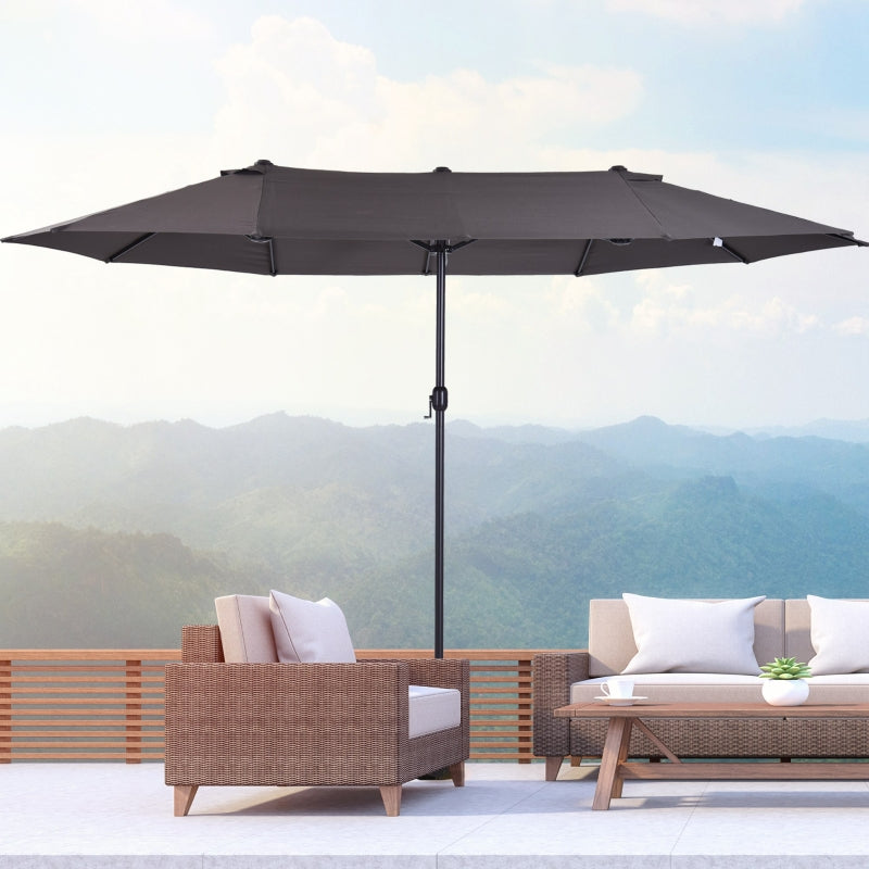 Grote dubbele parasol 460x270 cm grijs – Met handslinger voor moeiteloze bediening