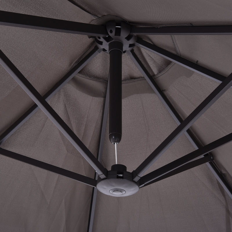 Grote dubbele parasol 460x270 cm grijs – Met handslinger voor moeiteloze bediening