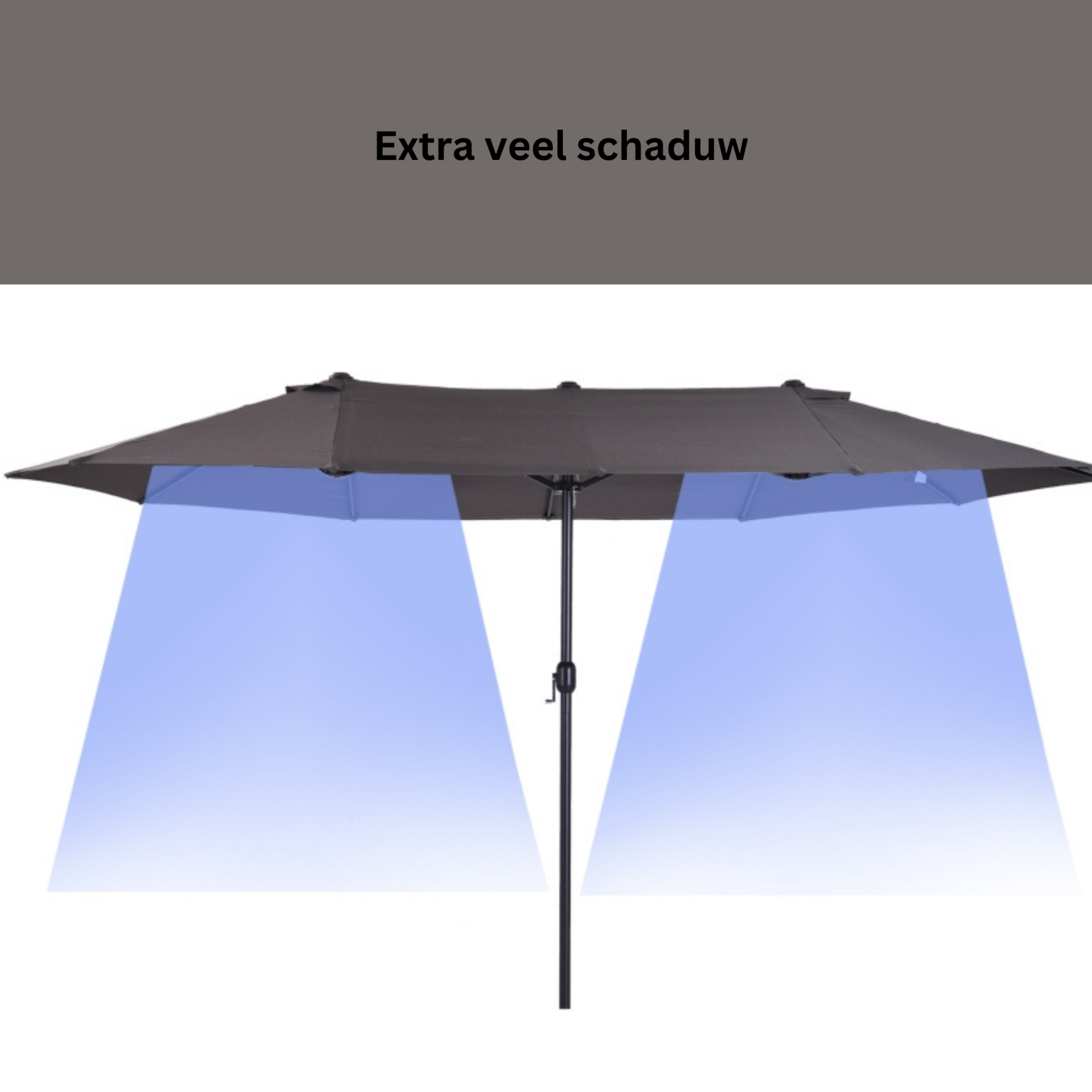 Grote dubbele parasol 460x270 cm grijs – Met handslinger voor moeiteloze bediening