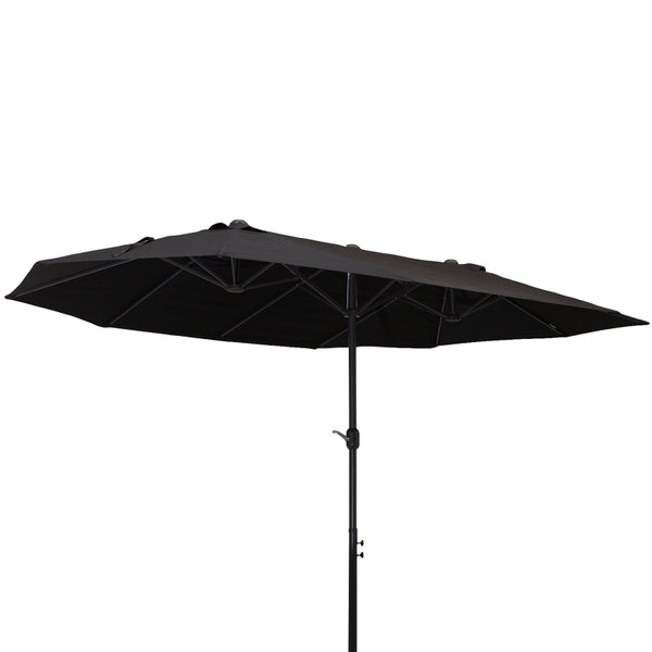 Strakke dubbele parasol ovaal 460x270 cm zwart met uv-werend doek