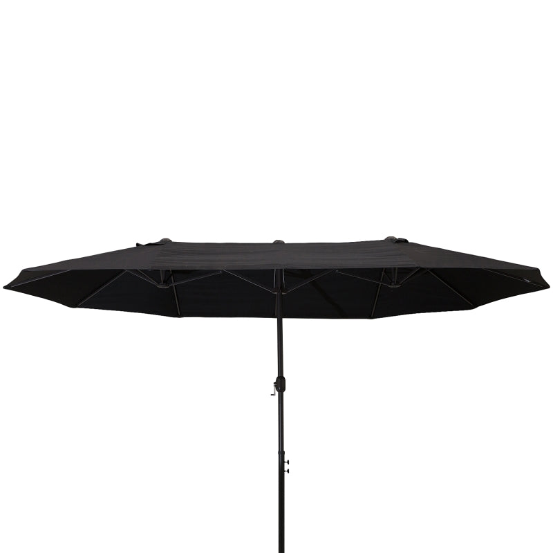 Strakke dubbele parasol ovaal 460x270 cm zwart met uv-werend doek
