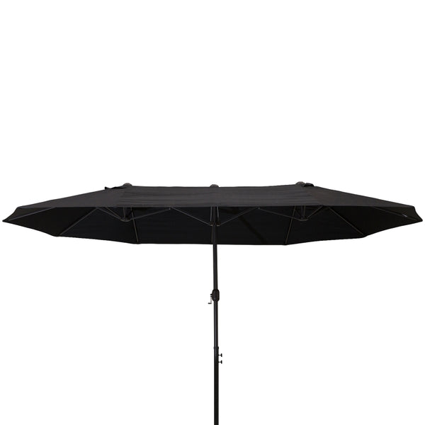 Strakke dubbele parasol ovaal 460x270 cm zwart met uv-werend doek