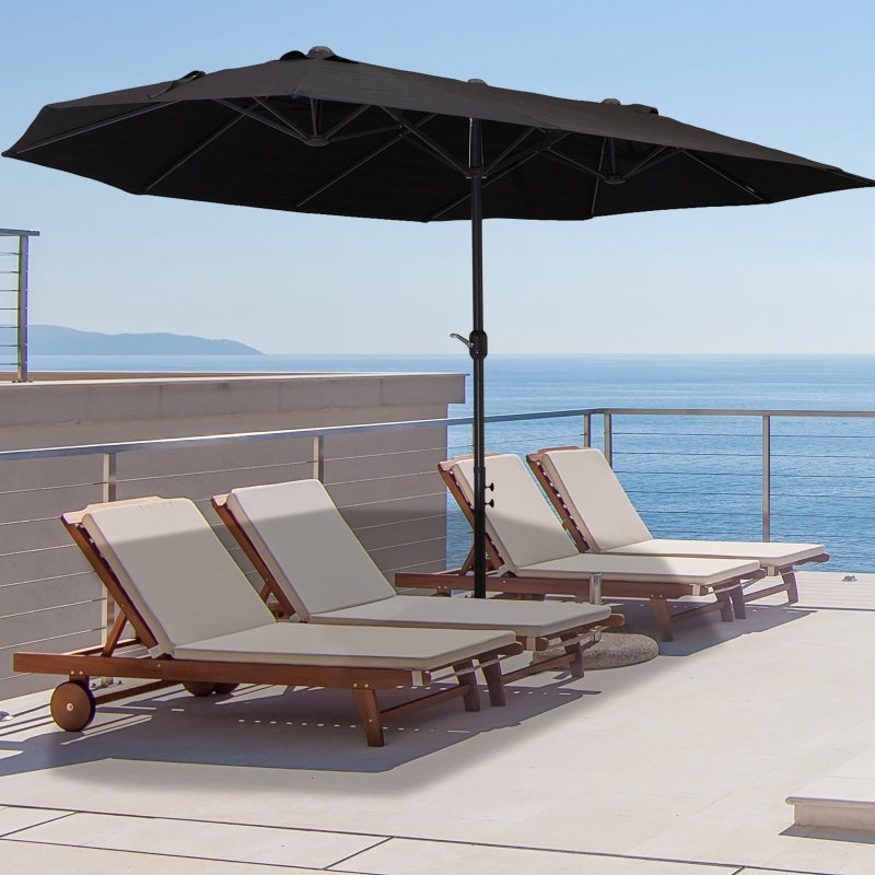 Strakke dubbele parasol ovaal 460x270 cm zwart met uv-werend doek