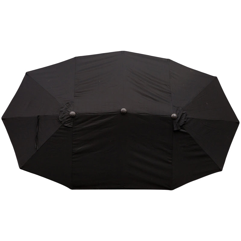 Strakke dubbele parasol ovaal 460x270 cm zwart met uv-werend doek