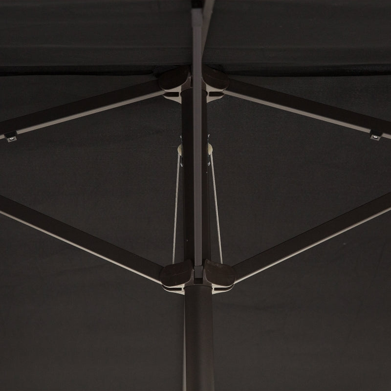 Strakke dubbele parasol ovaal 460x270 cm zwart met uv-werend doek