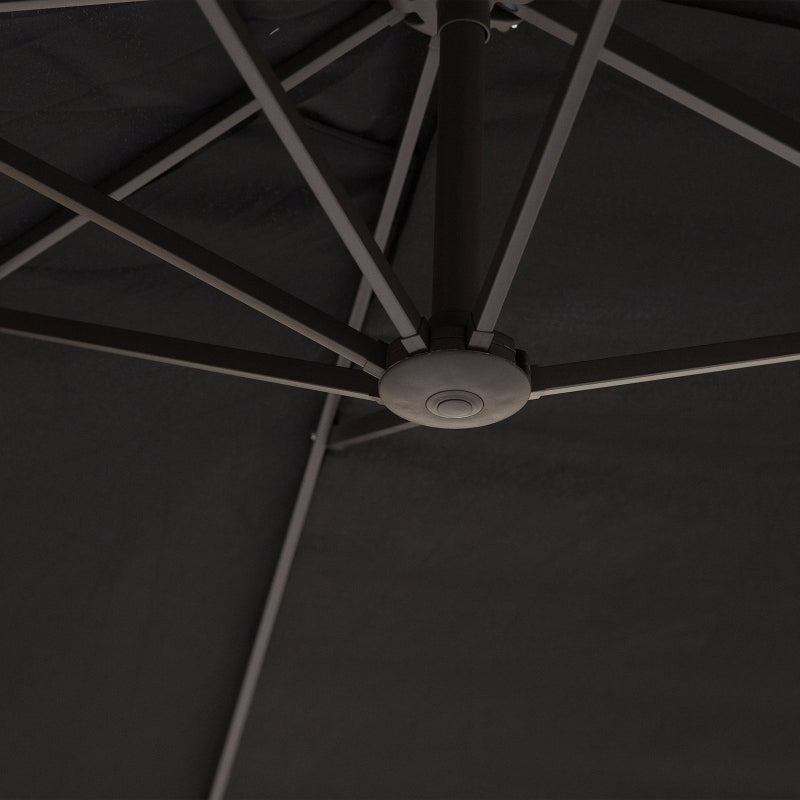 Strakke dubbele parasol ovaal 460x270 cm zwart met uv-werend doek