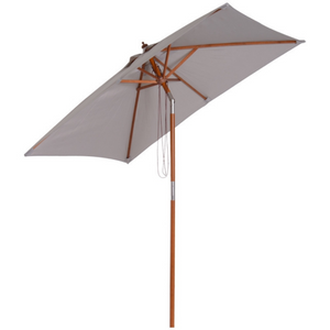 Rechthoekige luxe balkonparasol 200 x 150 cm grijs met knikbaar houten frame en UV-bescherming voor flexibel gebruik