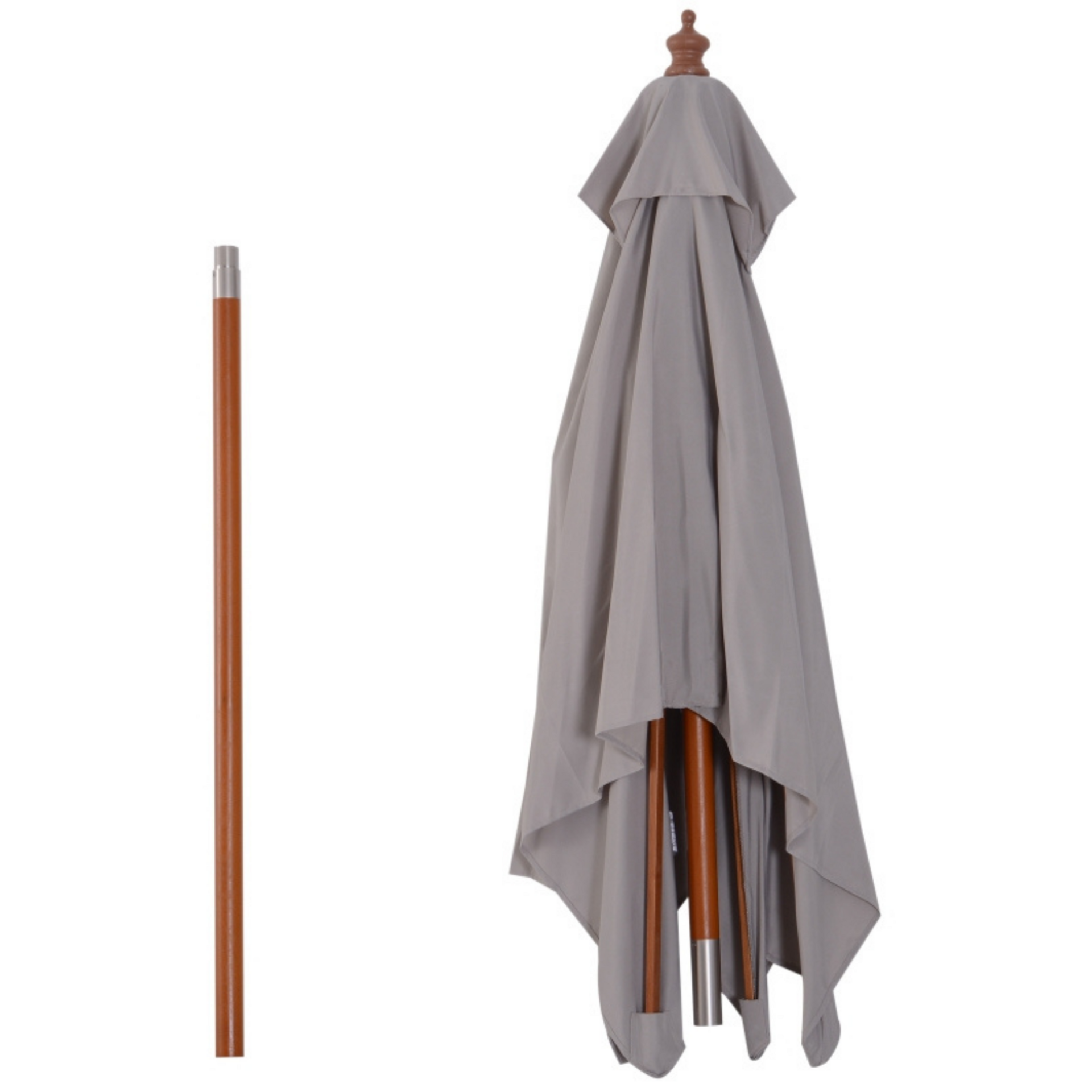 Rechthoekige luxe balkonparasol 200 x 150 cm grijs met knikbaar en UV-bescherming