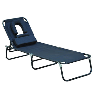 Stijlvol verstelbaar ligbed zwart met kussen voor ultiem loungecomfort, stevig frame en comfortabel design voor binnen en buiten