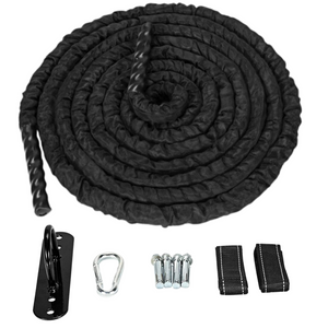 Duurzaam battle rope workout touw 9 m 12 kg met muuranker inbegrepen en accessoires voor stevige bevestiging