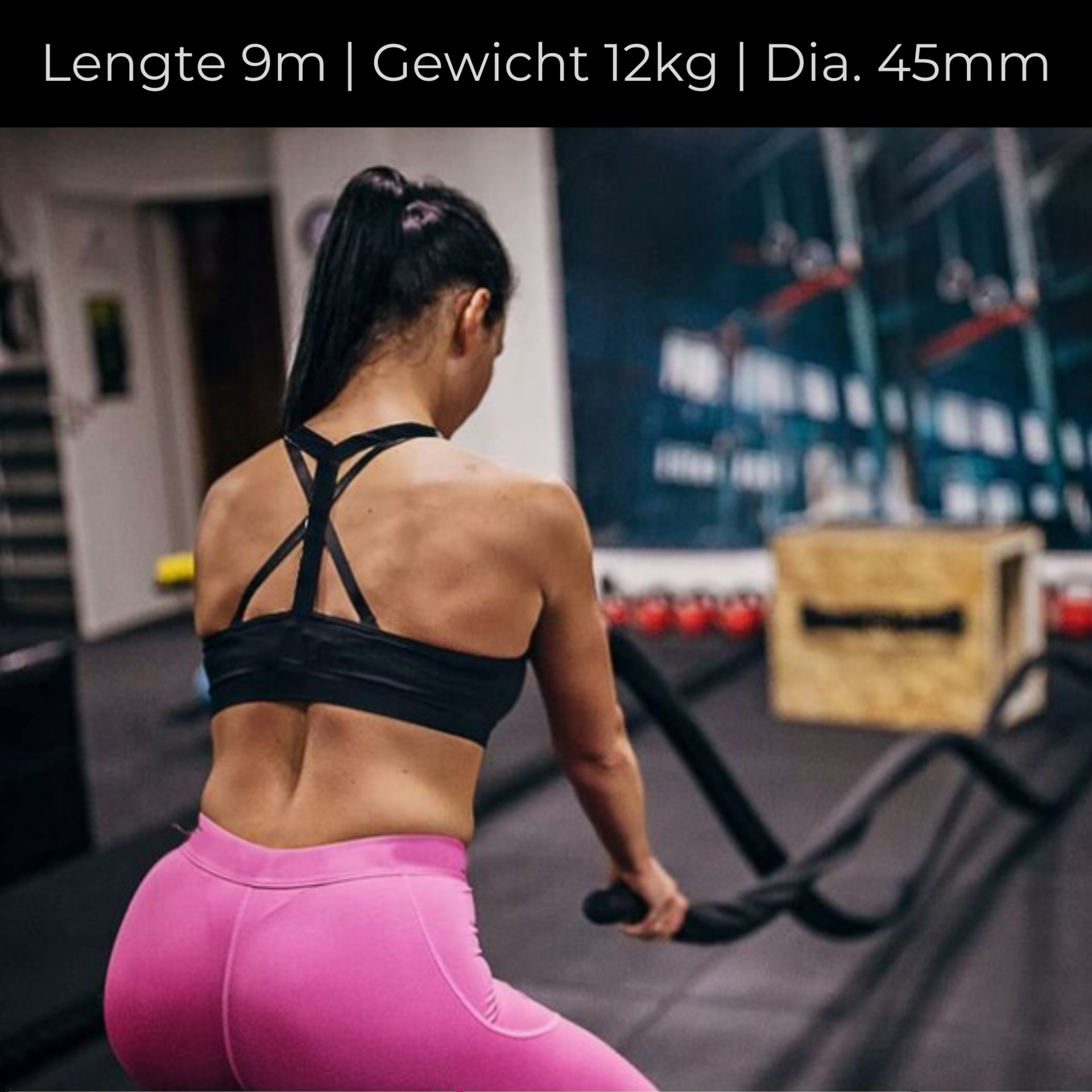 Duurzaam battle rope workout touw 9 m 12 kg met muuranker inbegrepen