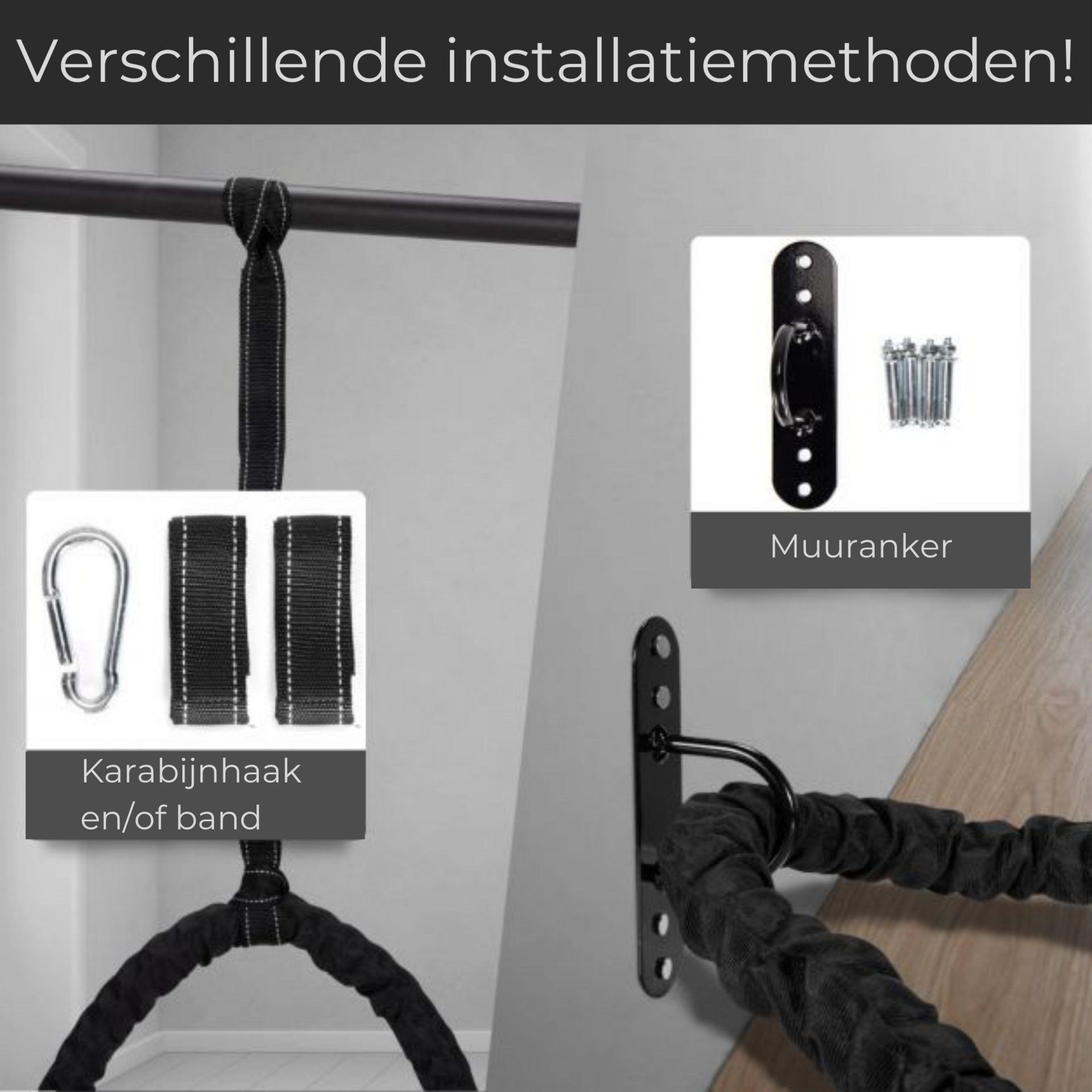 Duurzaam battle rope workout touw 9 m 12 kg met muuranker inbegrepen
