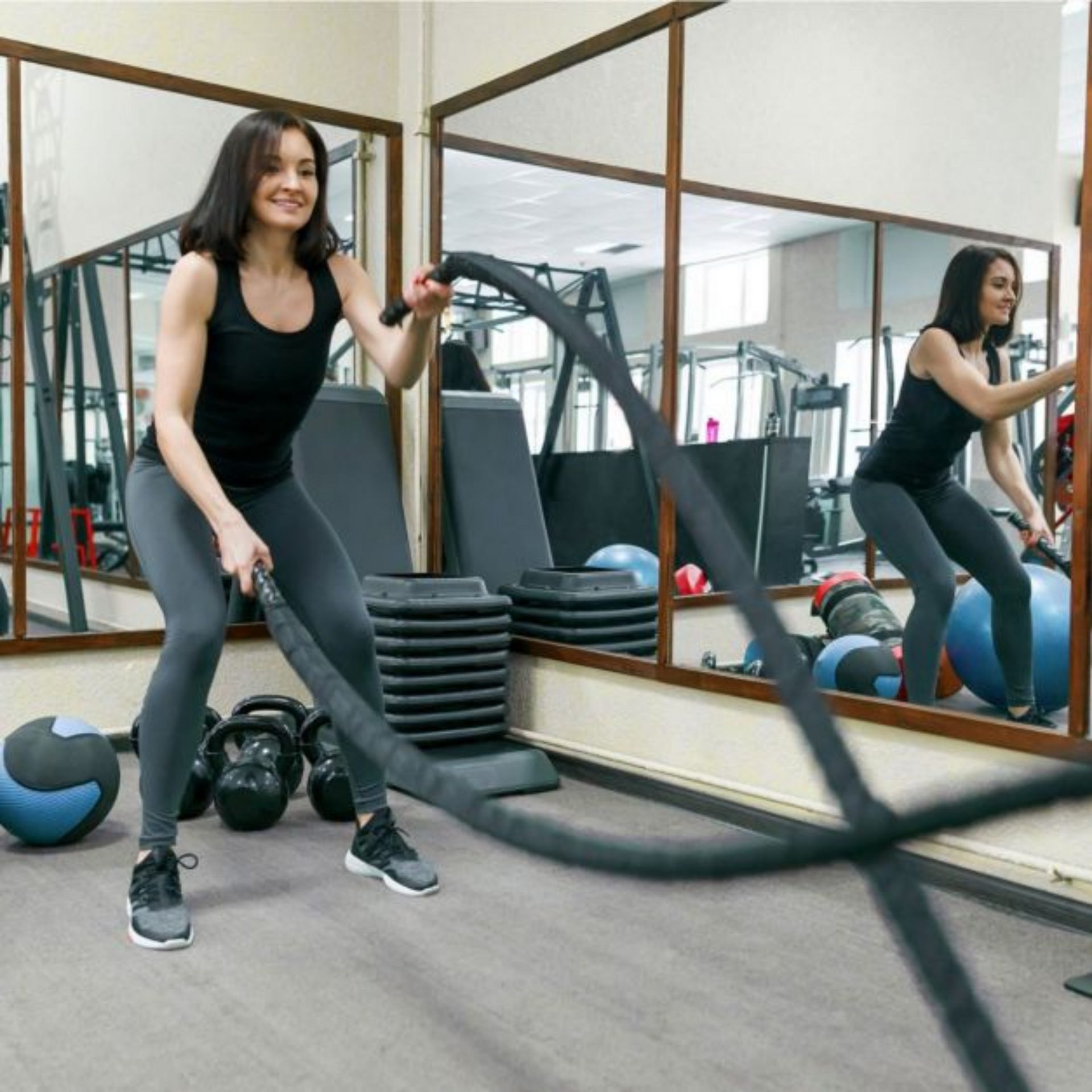Duurzaam battle rope workout touw 9 m 12 kg met muuranker inbegrepen