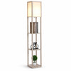 Moderne vloerlamp met opbergruimte 160 cm wit/eiken