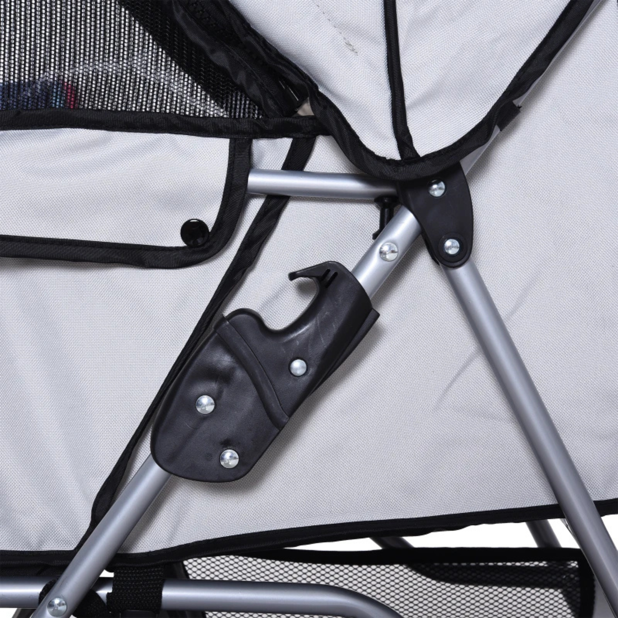 Hondenbuggy opvouwbaar grijs 75x45 cm – veilig hondenvervoer met stevig frame en praktische bevestigingsclip voor draagcomfort