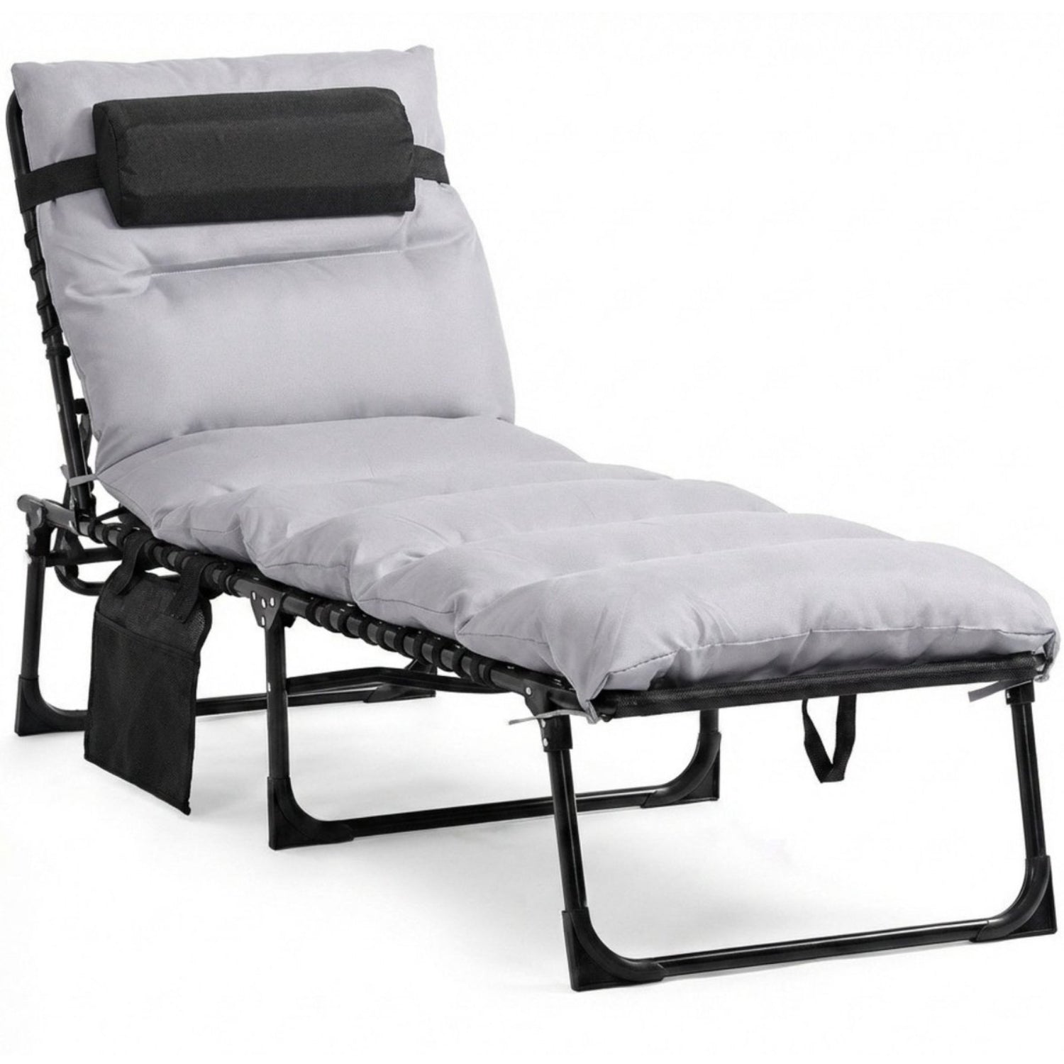 Opvouwbaar ligbed 58x189x33 cm met kussen, textileen en 120 kg draagkracht
