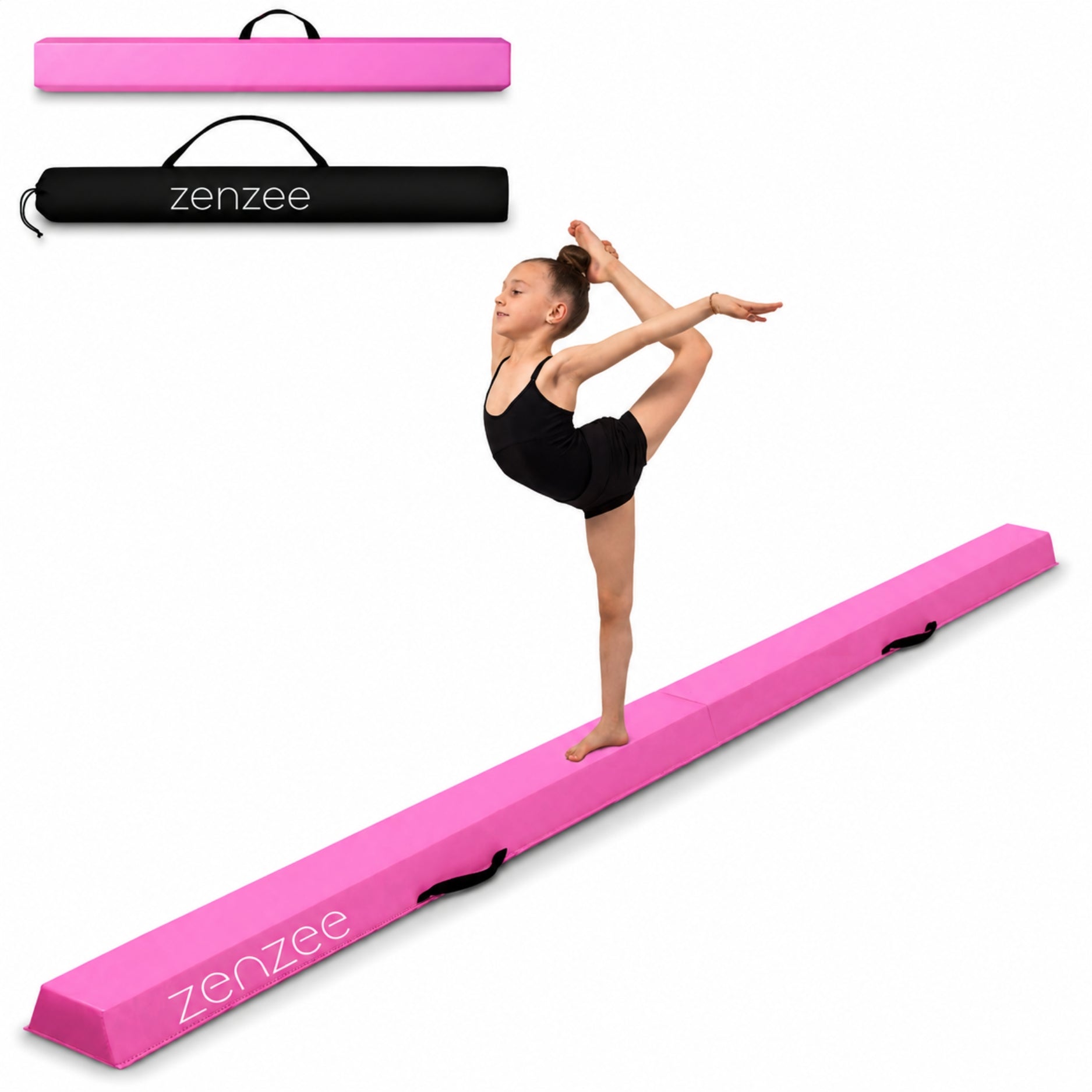 Turnbalk roze 300 cm – balans trainer met draagtas. Ideaal voor thuis | Zenzee
