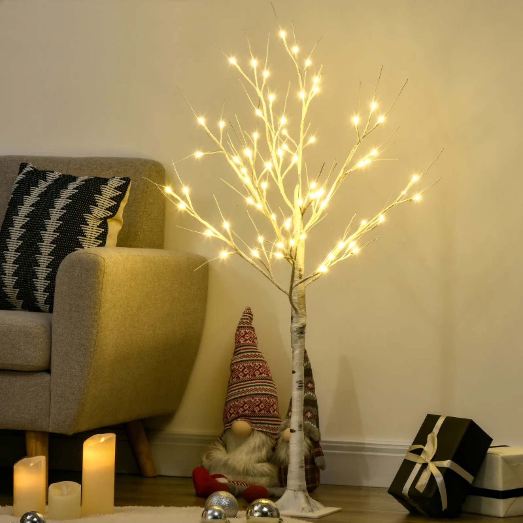 Sfeervolle led kerstlichtboom 120 cm met 72 warmwitte leds voor kerst – warme en feestelijke sfeer in huis