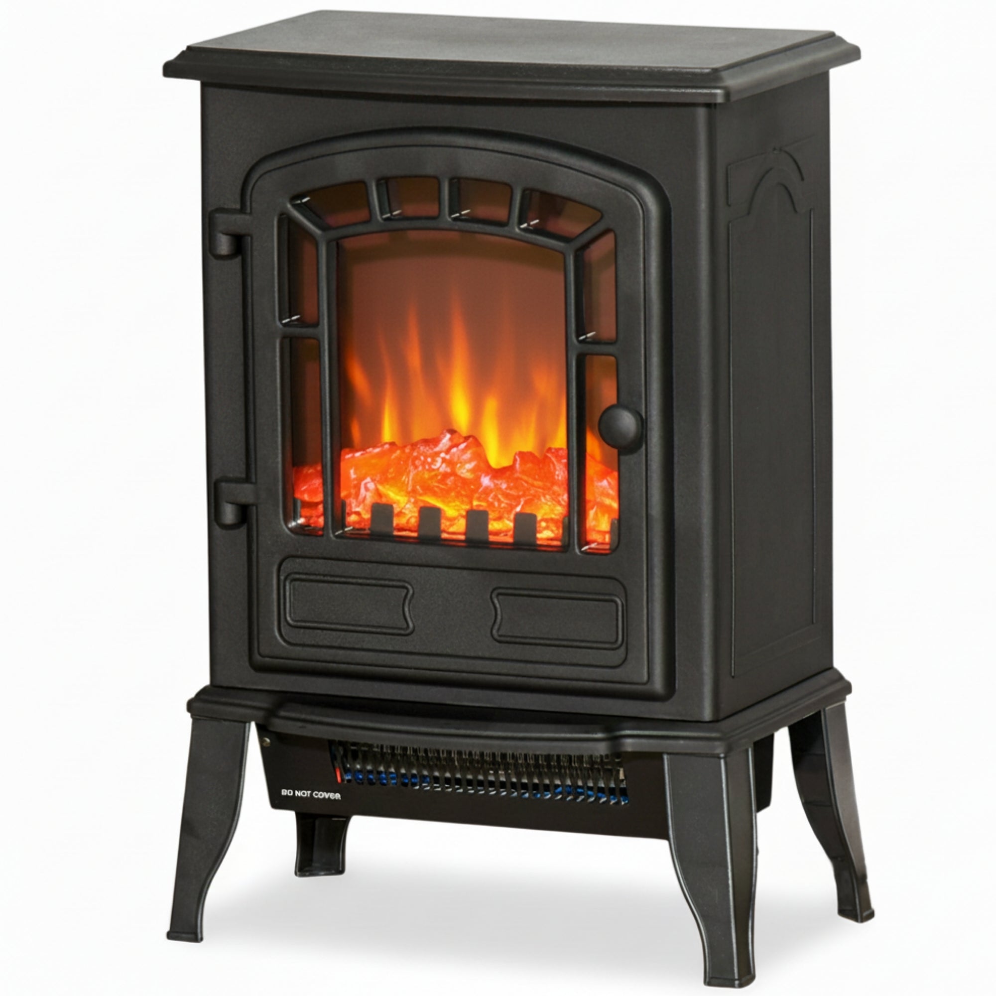 Sfeerhaard Elektrisch Vrijstaand - Elektrische kachel – 1000/2000W Zwart met realistische vlammen en warmtestraling voor huiselijke sfeer