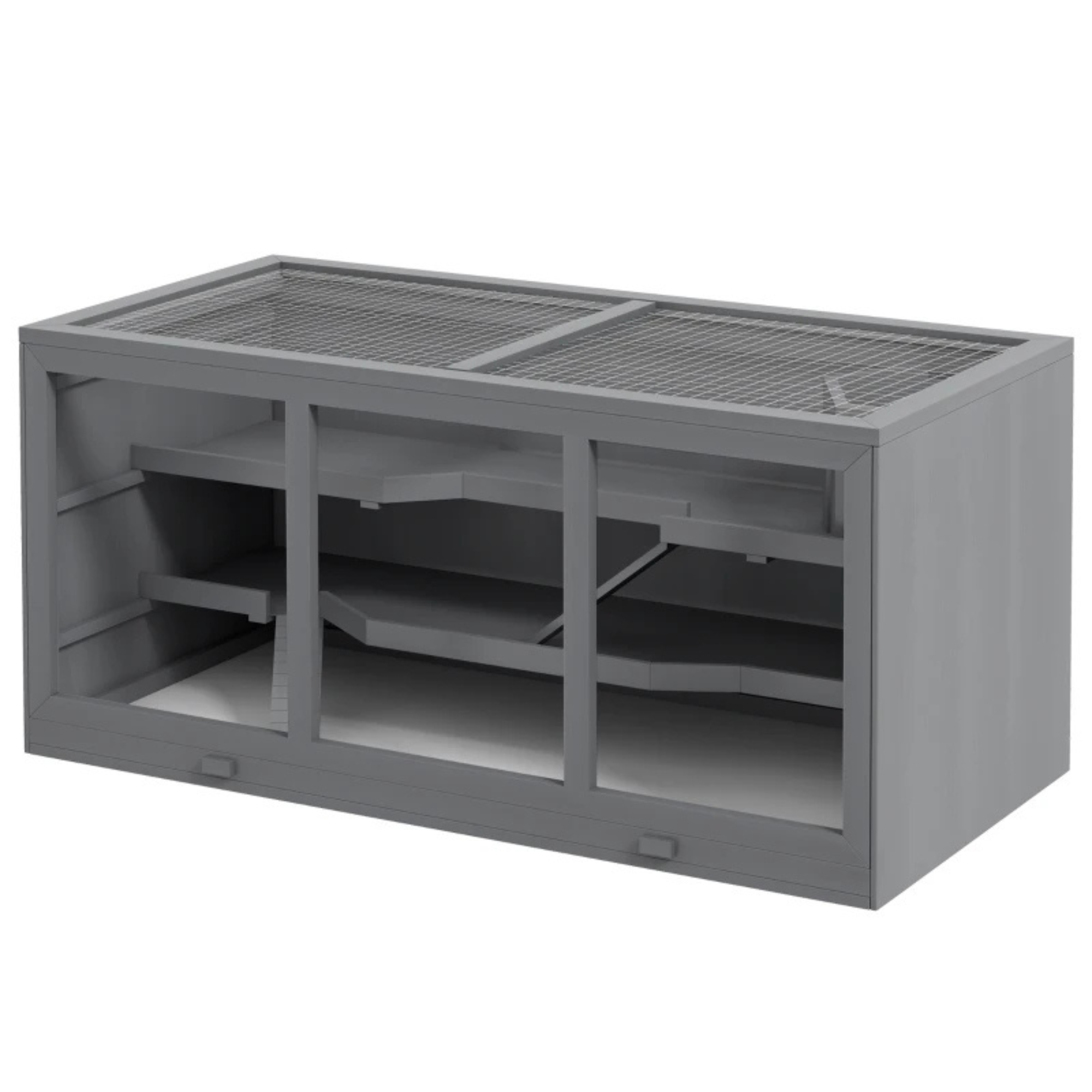 Hamsterkooi voor knaagdieren met extra ruimte in grijs 115x57x55 cm met meerdere niveaus en veilige ventilatieopeningen