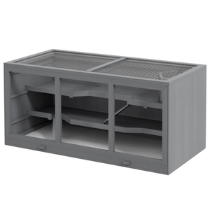Hamsterkooi voor knaagdieren met extra ruimte in grijs 115x57x55 cm met meerdere niveaus en veilige ventilatieopeningen