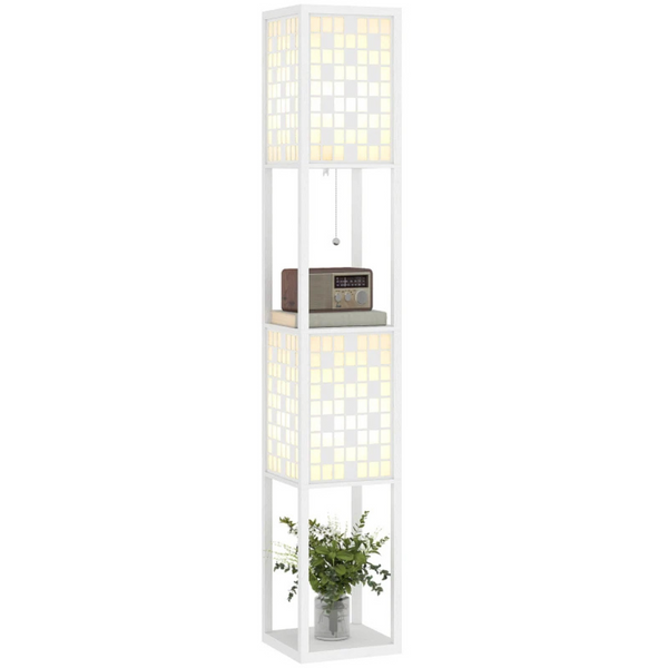 Vloerlamp 155 cm met rasterpatroon en geïntegreerde opbergruimte | Zenzee