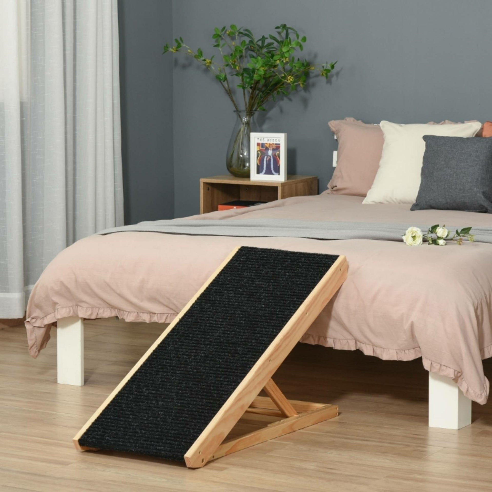 Verstelbare hondenloopplank 90x40x61 cm met antislip en stevige constructie