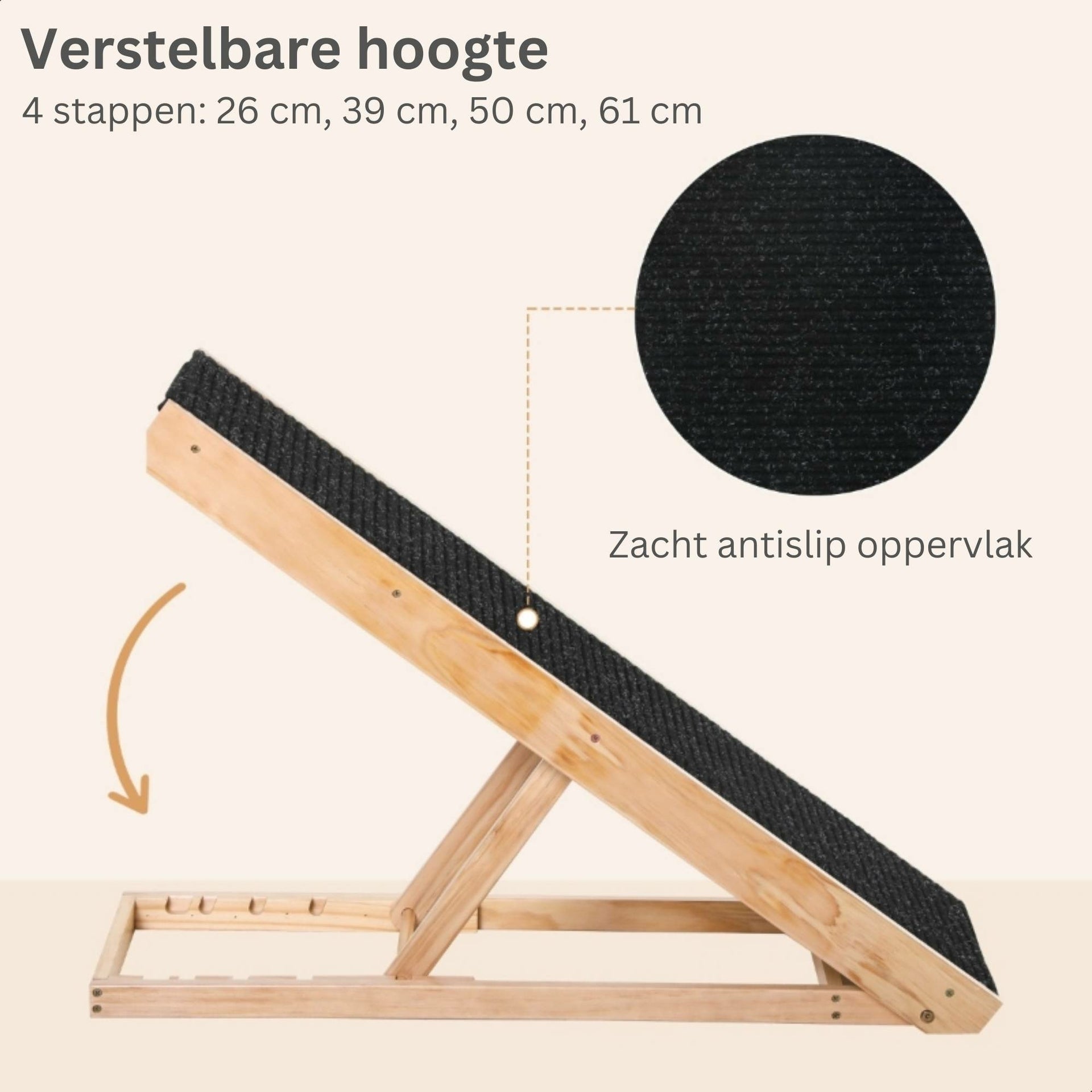 Verstelbare hondenloopplank 90x40x61 cm met antislip en stevige constructie