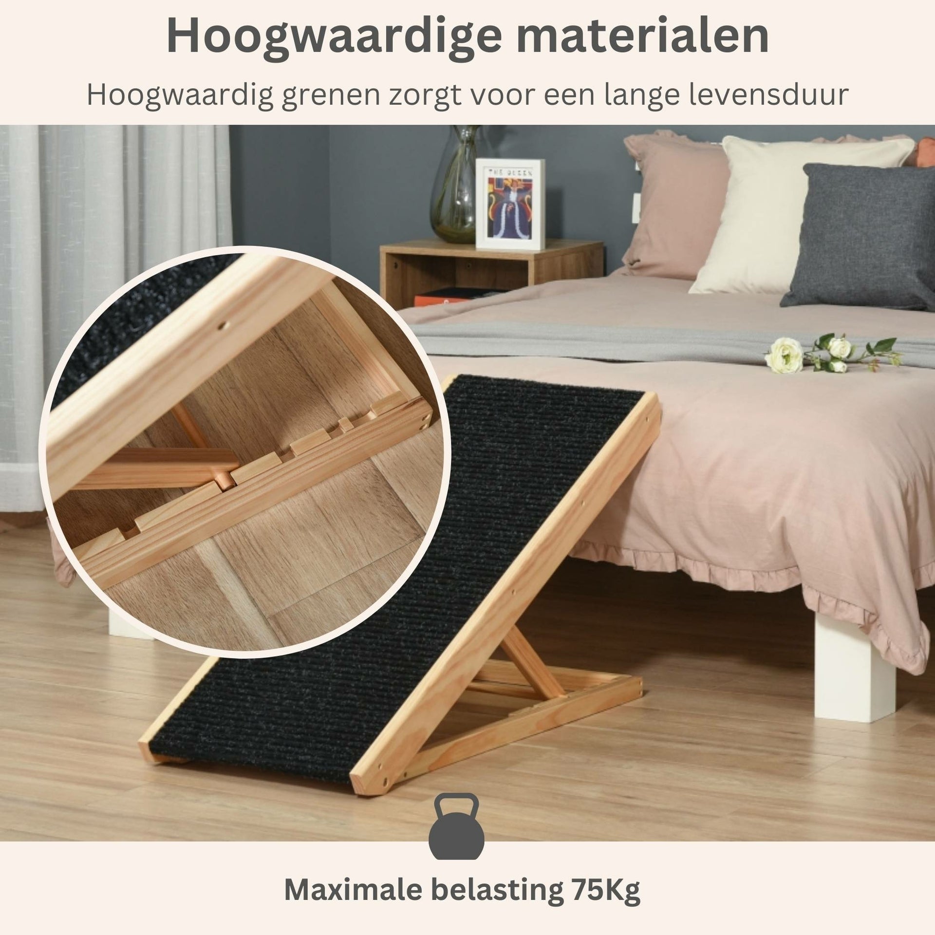 Verstelbare hondenloopplank 90x40x61 cm met antislip en stevige constructie