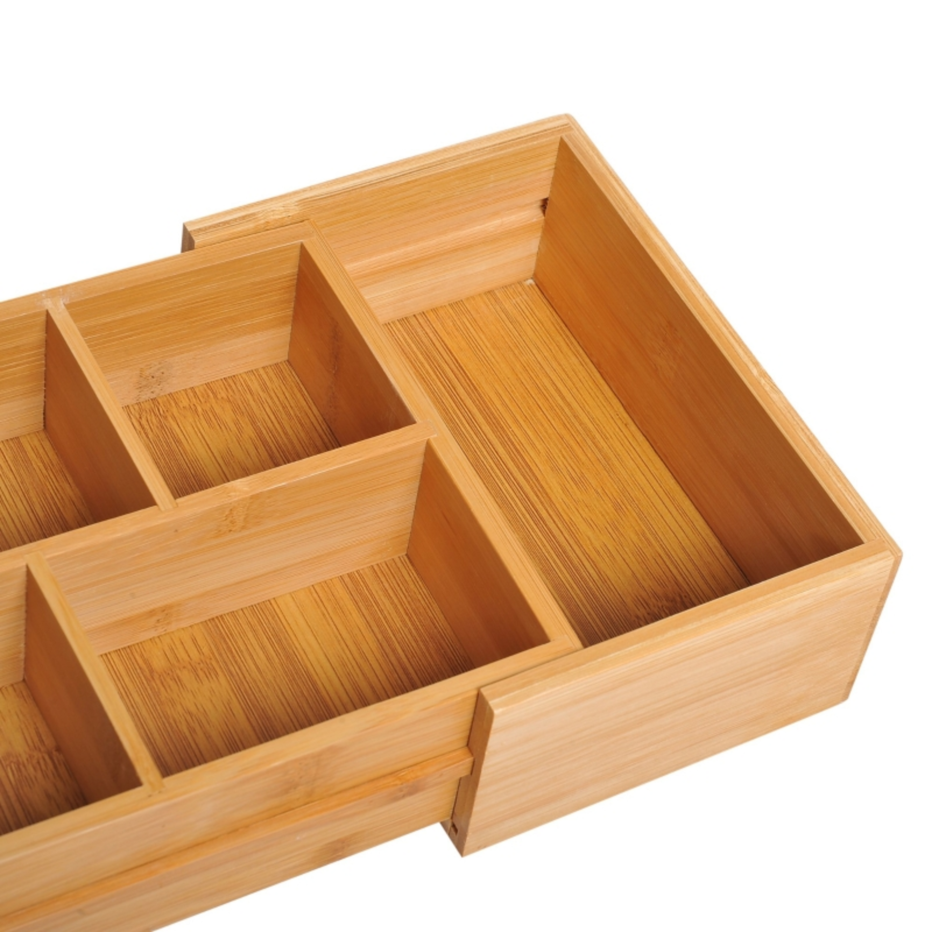Uitschuifbare bamboe bureau-organizer met 5–7 vakken – 24,6–41 cm