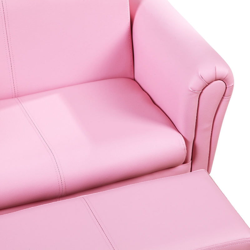 Roze kinderbank met hocker en zachte kinderfauteuil 83x42x41 cm