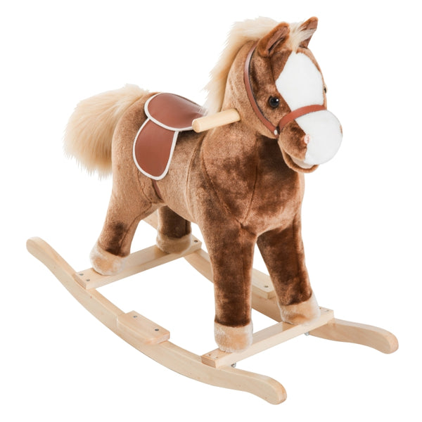 Houten schommelpaard hobbelpaard 74x33x62 cm voor kinderen en peuters