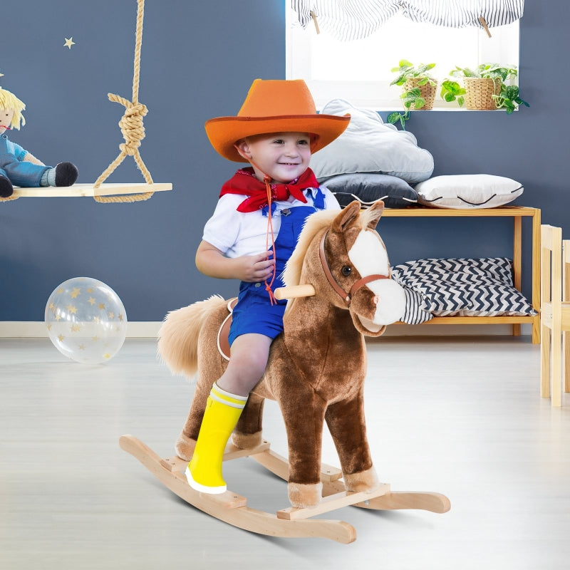 Houten schommelpaard hobbelpaard 74x33x62 cm voor kinderen en peuters